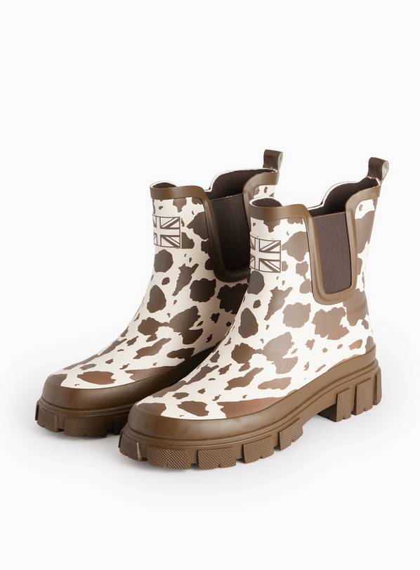 Cow Printed Cleated Rubber Wellies 3